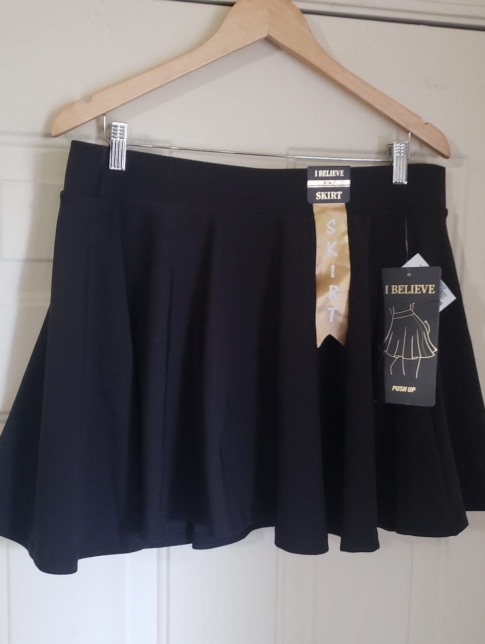 I Believe Women's Black Flared Mini Skirt With Shorts